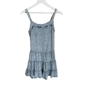 SO Acid Washed Denim Look Ruffle Dress Size XS